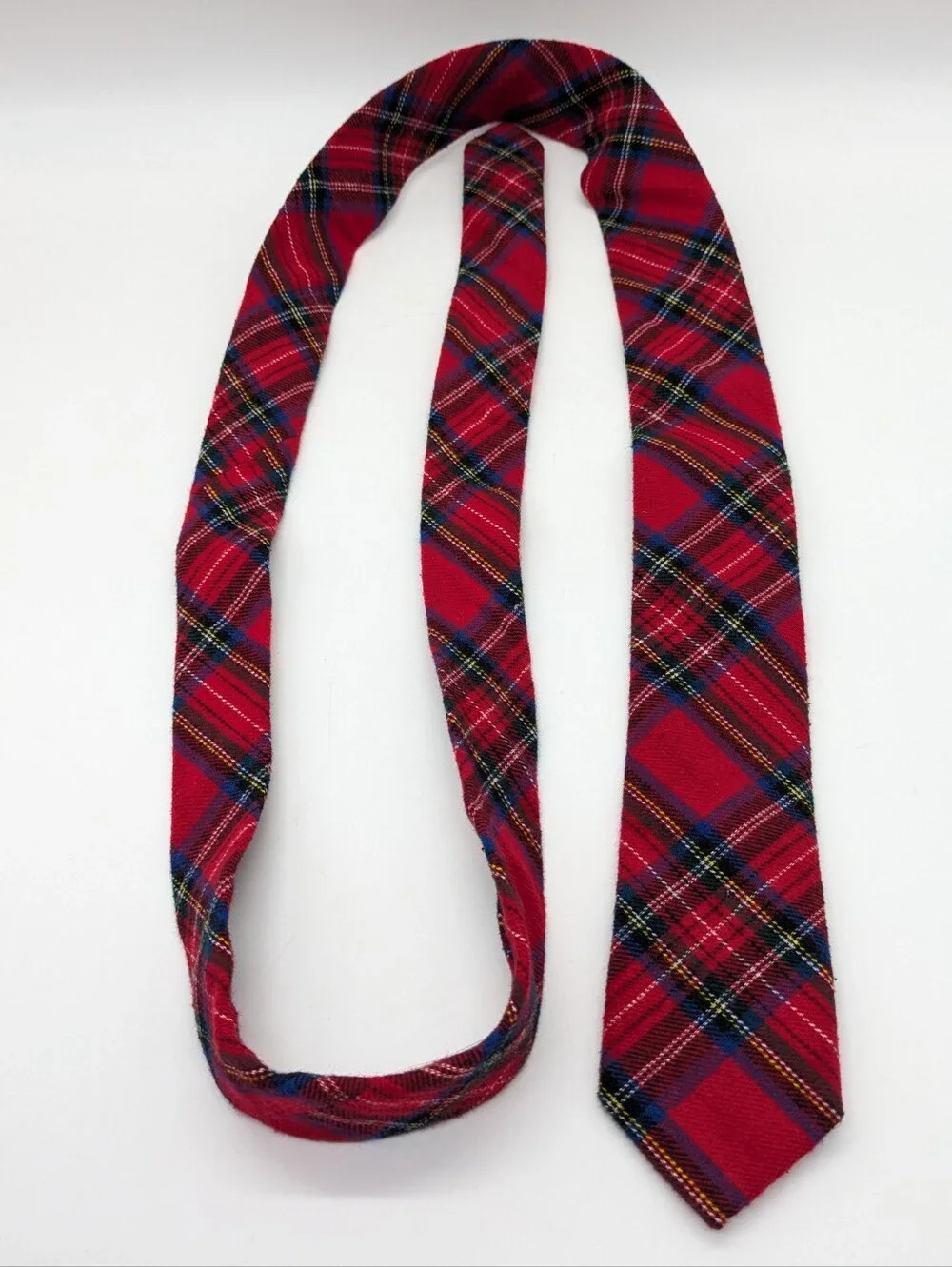 Frank & Buck Red Blue Plaid Cotton Skinny Tie Men's Neck Tie